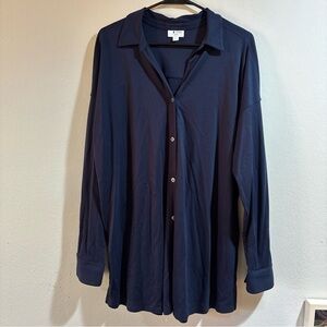 J. Jill Midnight Navy Blue Button Front Knit Dress Size Large  Lagenlook